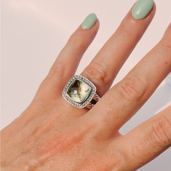 Mid 2000’s David Yurman Silver Lemon Citrine Albion Cable Ring with Pavé - Picture 2 of 2